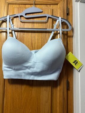 NWT all in motion Light Sky Blue Ribbed Medium Support Sports Bra